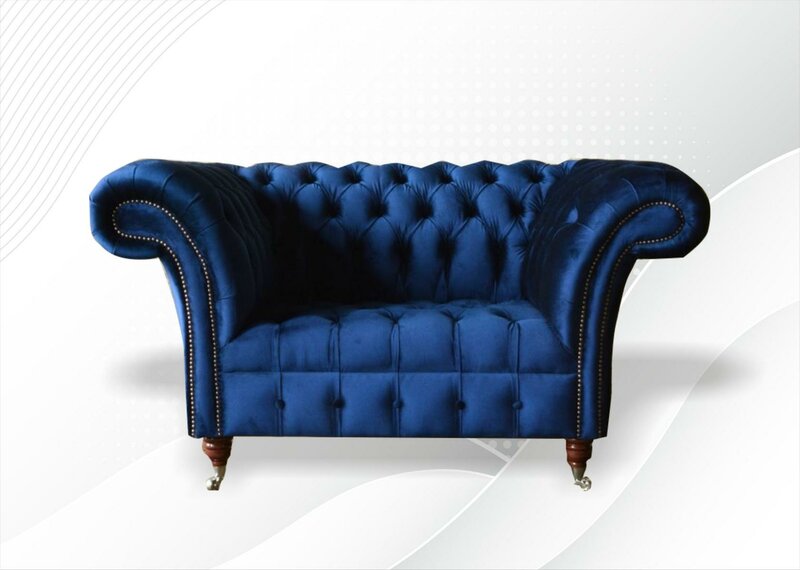 Chesterfield Sessel Textil Stoff Blau Kreative Möbel Neu Wohnzimmer Luxus