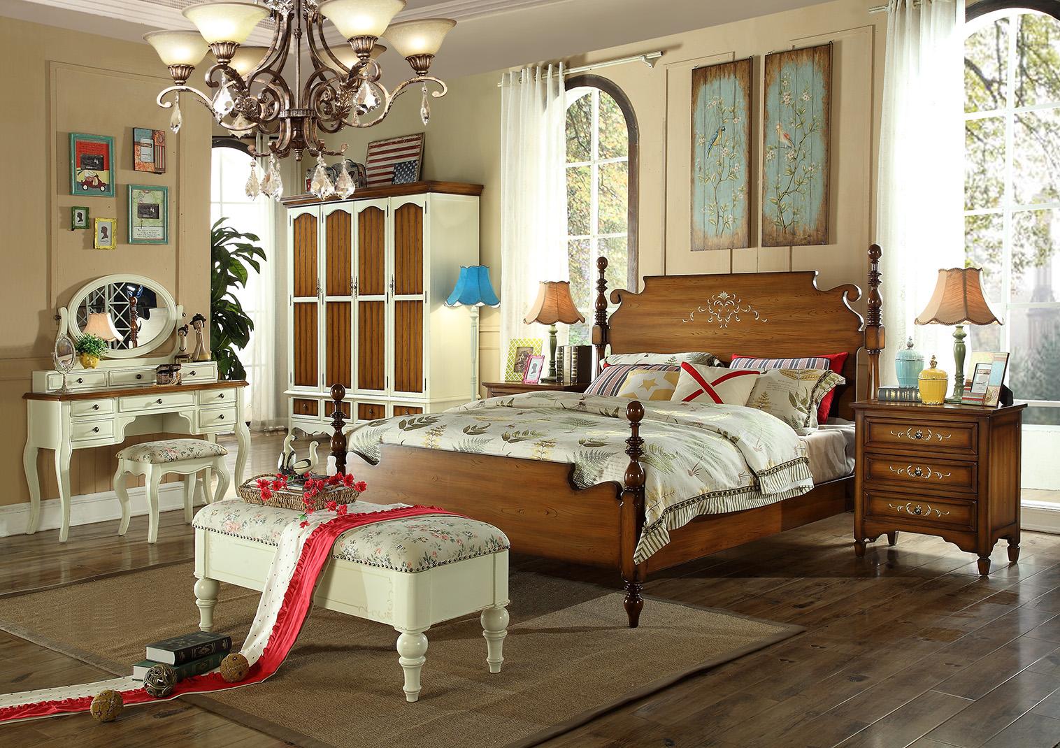 Designer Doppelbett Bett Betten Holz Amerikanisch Hotel Luxus Schlafzimmer Neu