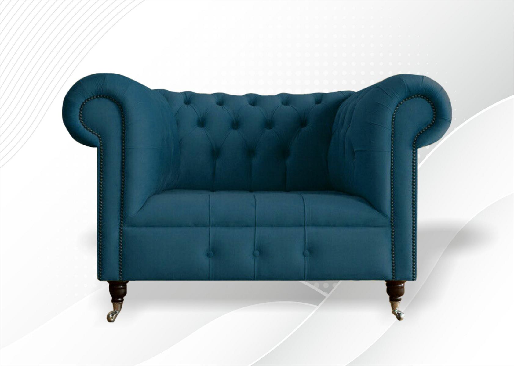 Chesterfield Textil Polster Sofas Design Luxus Couch Sofa Sessel 1 Sitzer Neu