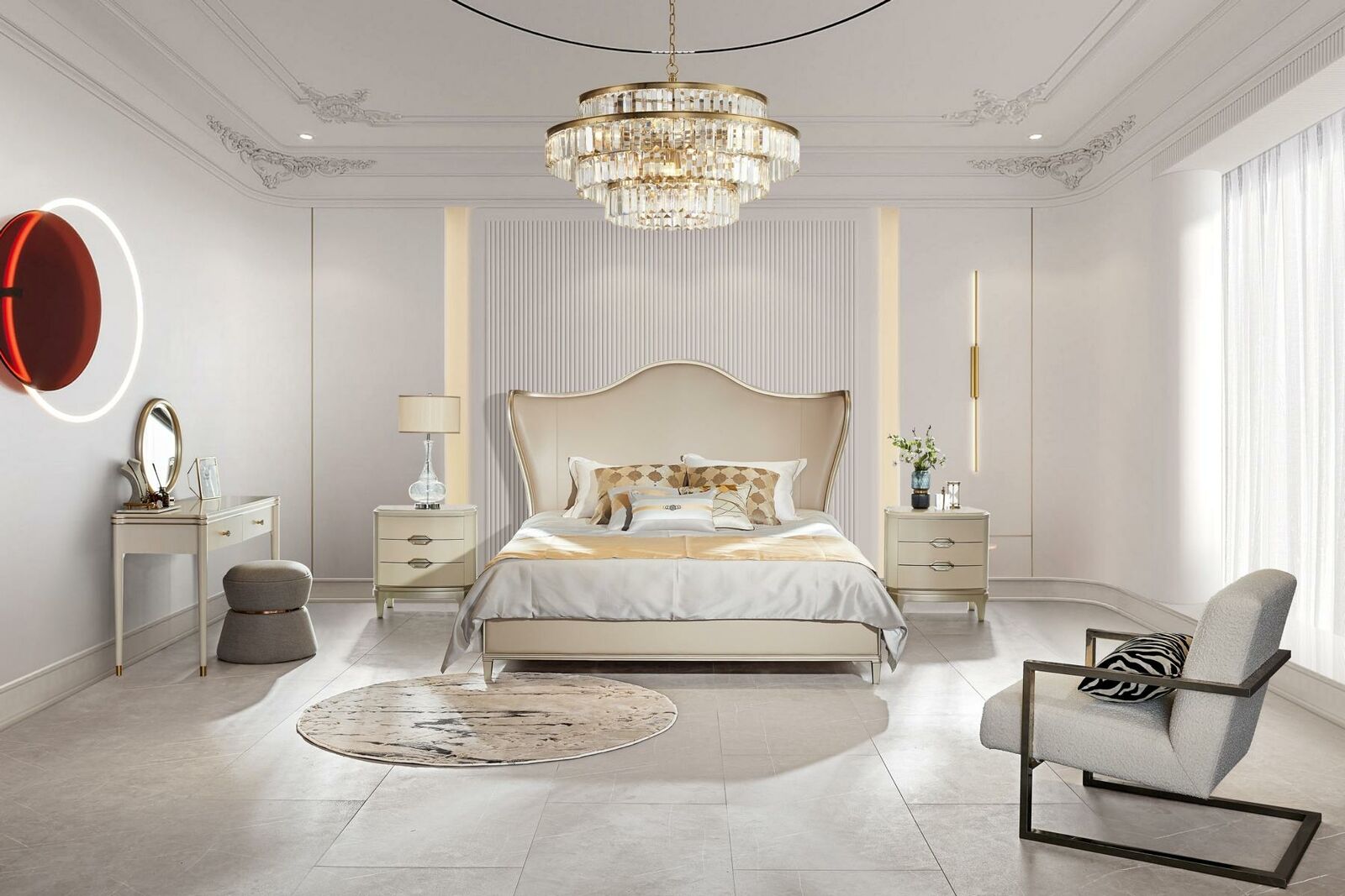 Bett Luxus Hotel Leder Betten Polster Design Schlaf Zimmer Massivholz Neu