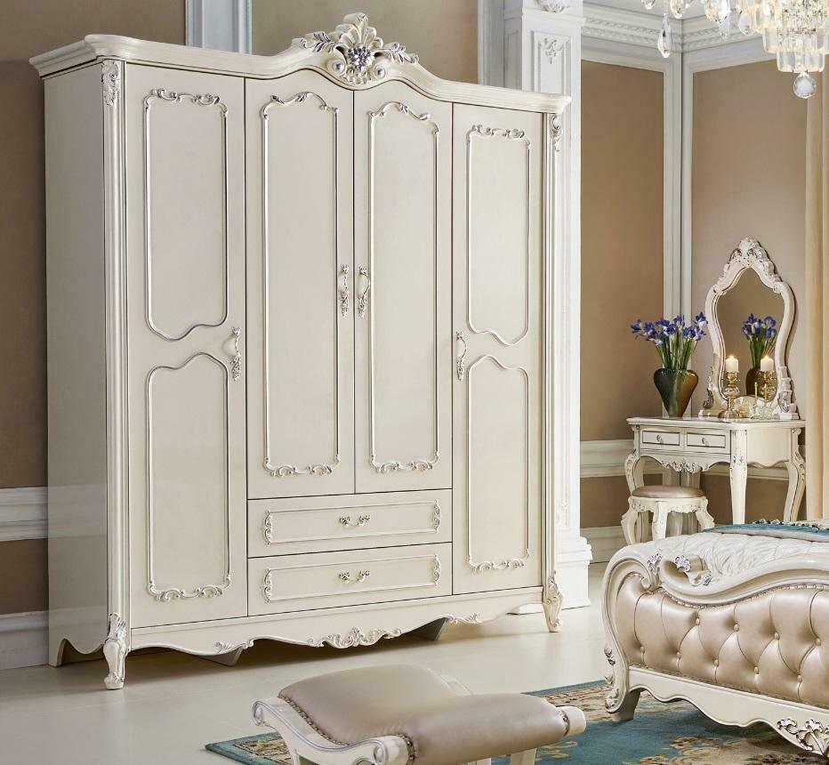 Klassischer Antik Stil Schrank Holz Garderobe Kleiderschrank Schlafzimmer Barock