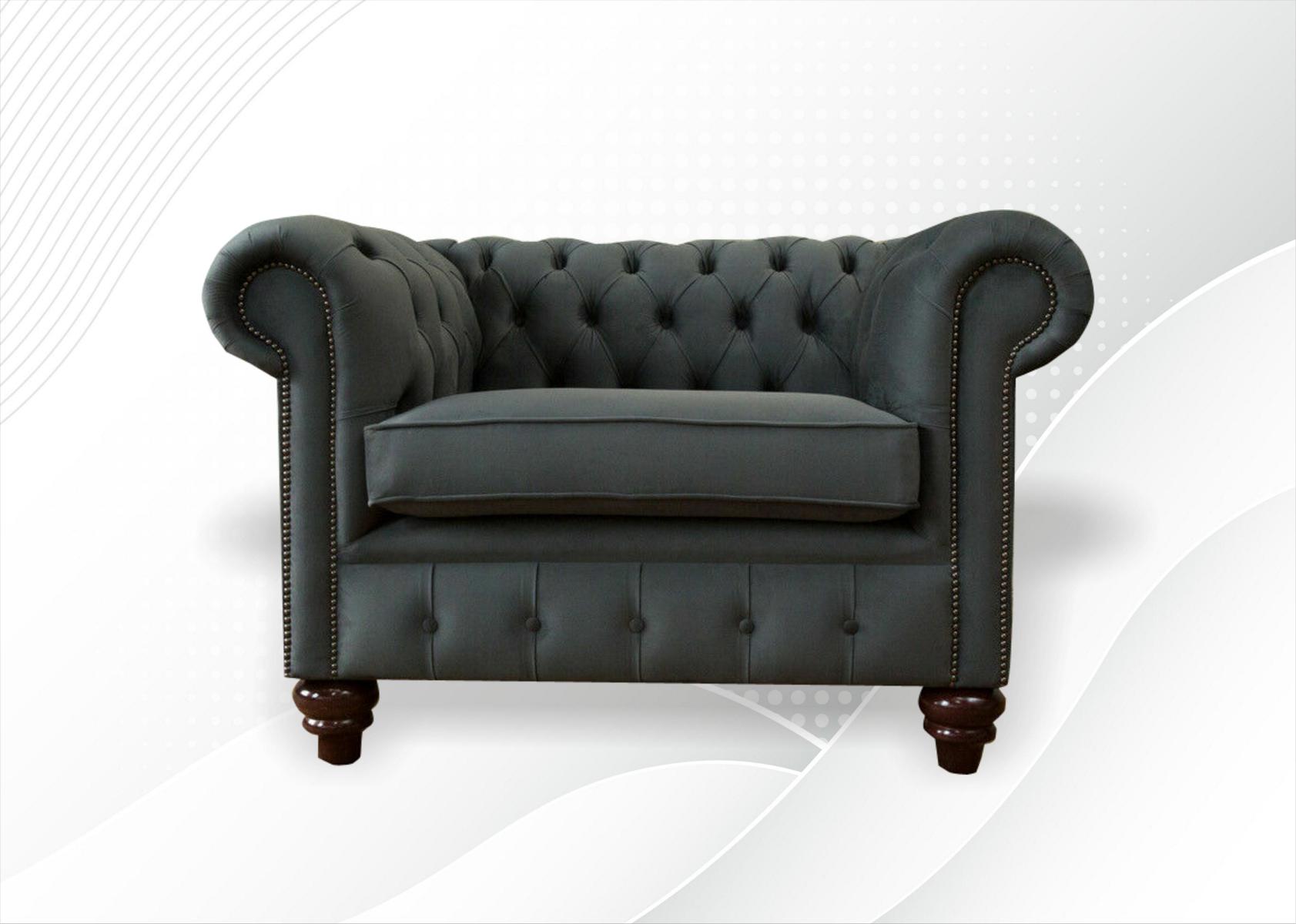 Klassische Design Chesterfield Sessel 1 Sitzer Couch Polster Luxus Textil