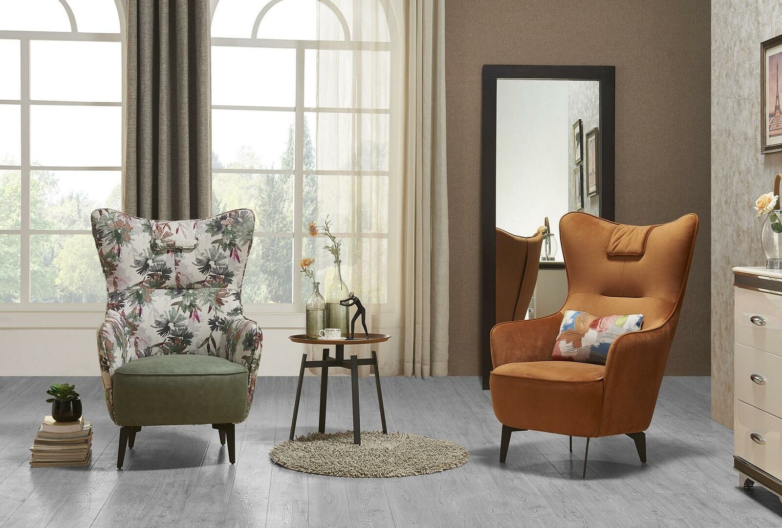 Luxus Design Möbel Stühle Moderner Design Deko Sessel Textil Wohnzimmer
