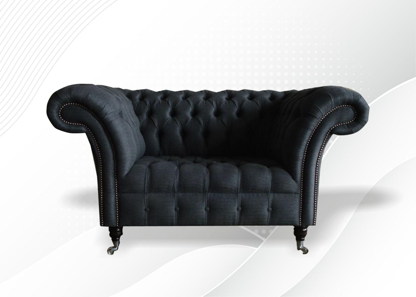 Sofa Chesterfield Sessel Fernseh Couch 1 Sitzer Textil Stoff Ohrensessel