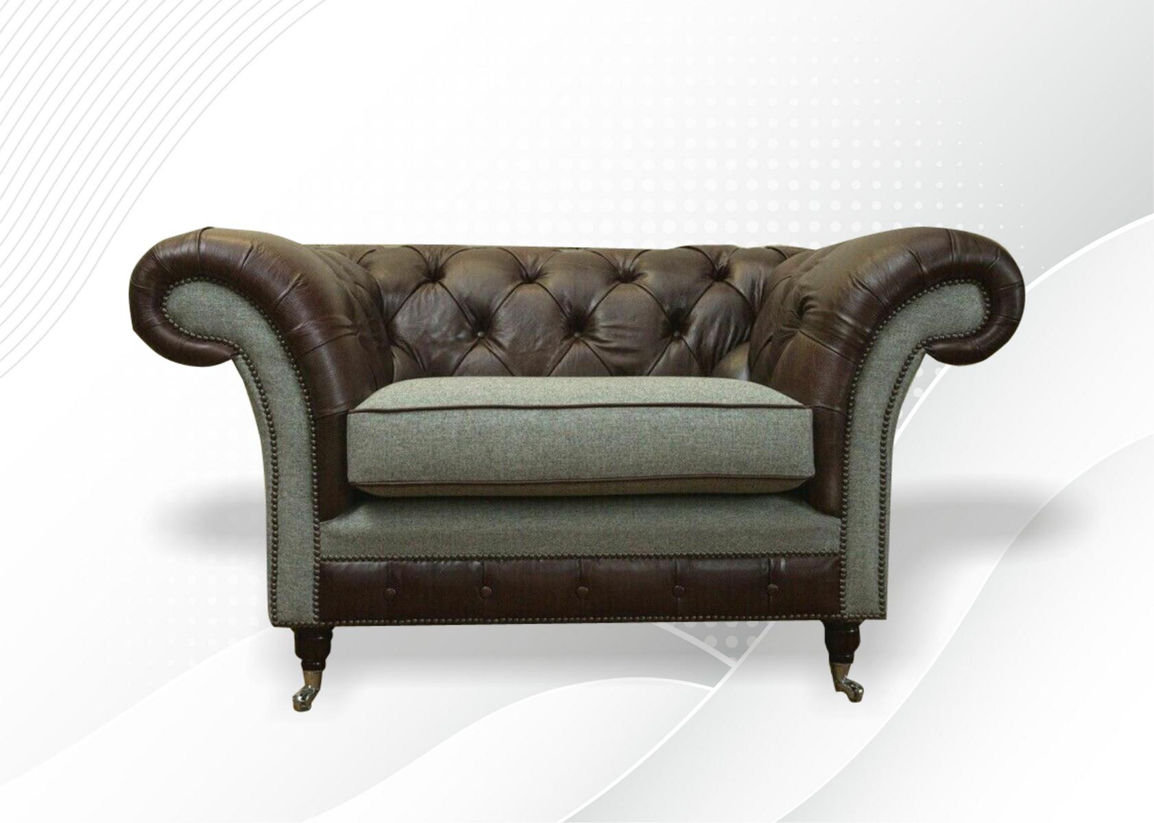 Chesterfield Sessel 1 Sitzer Sofa Couch Polster Couchen Textil Ohrensessel