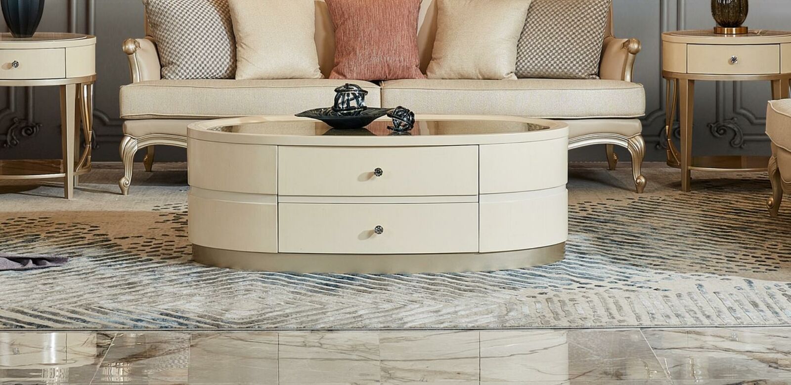 Couchtisch Design Tische Oval Kaffee Beistelltische Wohnzimmer Massivholz