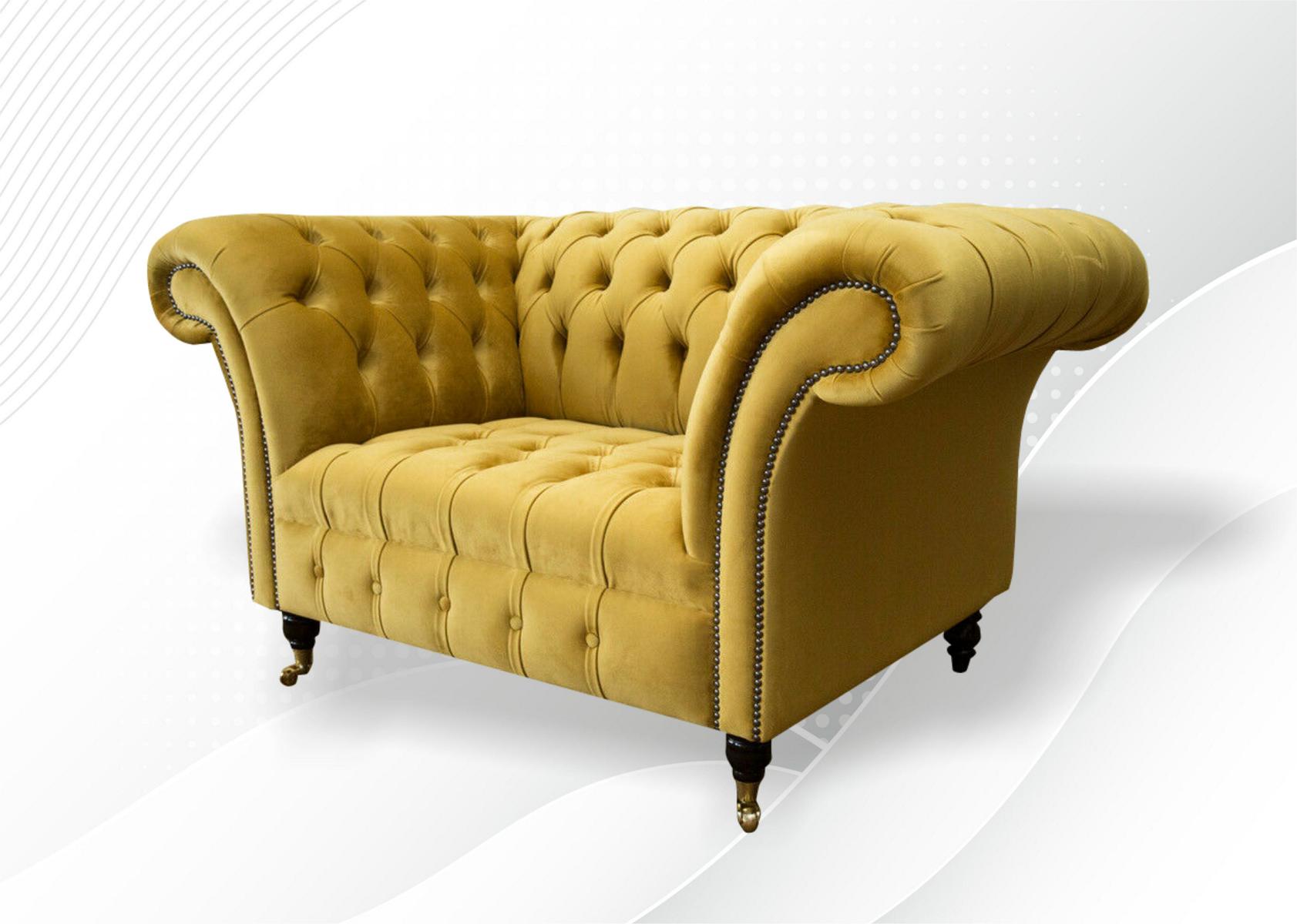 Stoff Chesterfield 1 Sitzer Couch Polster Sitz Textil Leder Couchen Sofas