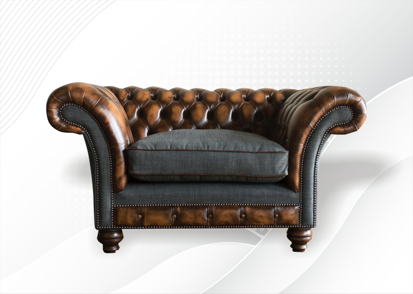 Sessel Couch Polster Sofa Textil Chesterfield Couchen 1 Sitzer Einsitzer