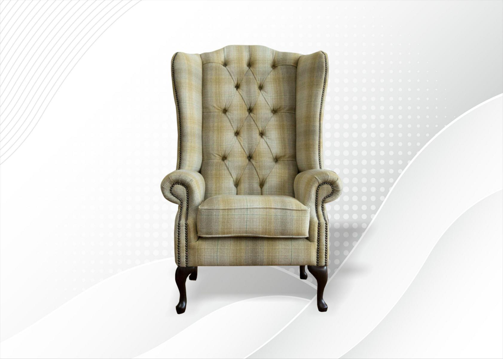 Chesterfield Textil Polster Sofas Design Couch Sofa Sessel 1 Sitz Ohrensessel