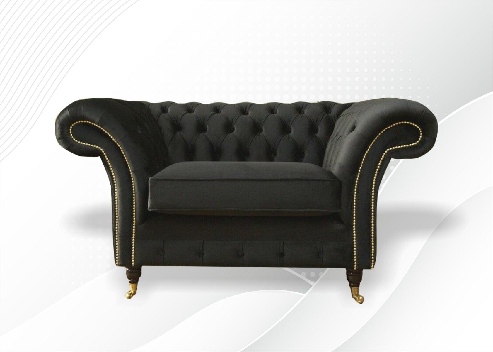 Schwarzer Sessel Chesterfield Textil Wohnzimmer Einsitzer Sofa Couch
