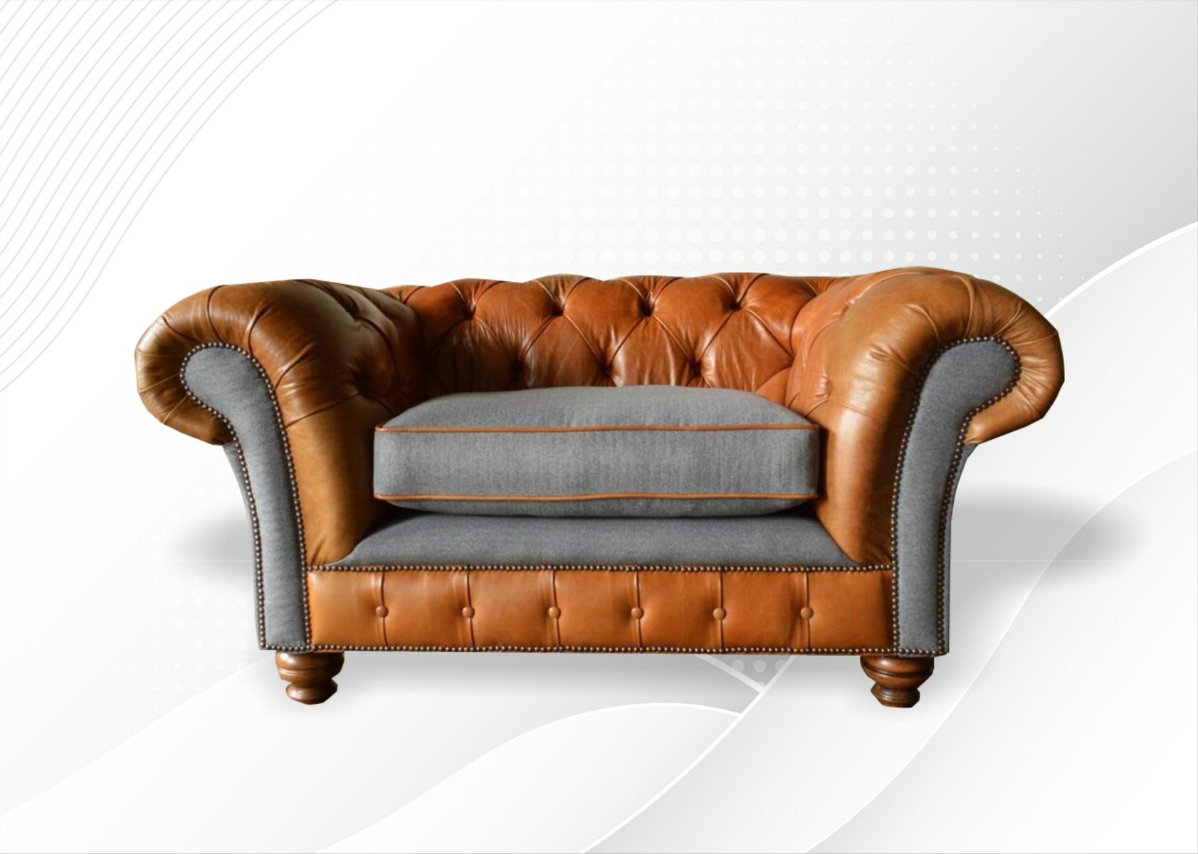 Fernseh Chesterfield Sessel Design Polster Sofa Couch Chesterfield Textil Neu