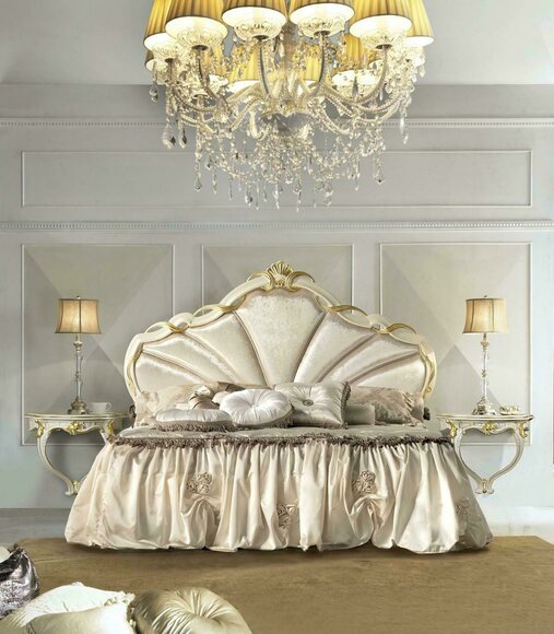 Klassisches Bettgestell Betten – Doppel Bett 180x200cm – Barock Rokoko Italien