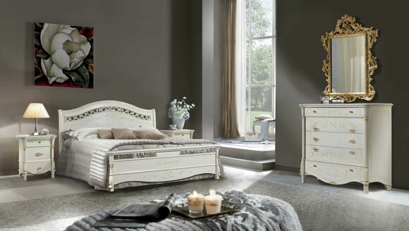 Klassisches Bett Doppelbett Betten Schlafzimmer Holz Italienische Möbel