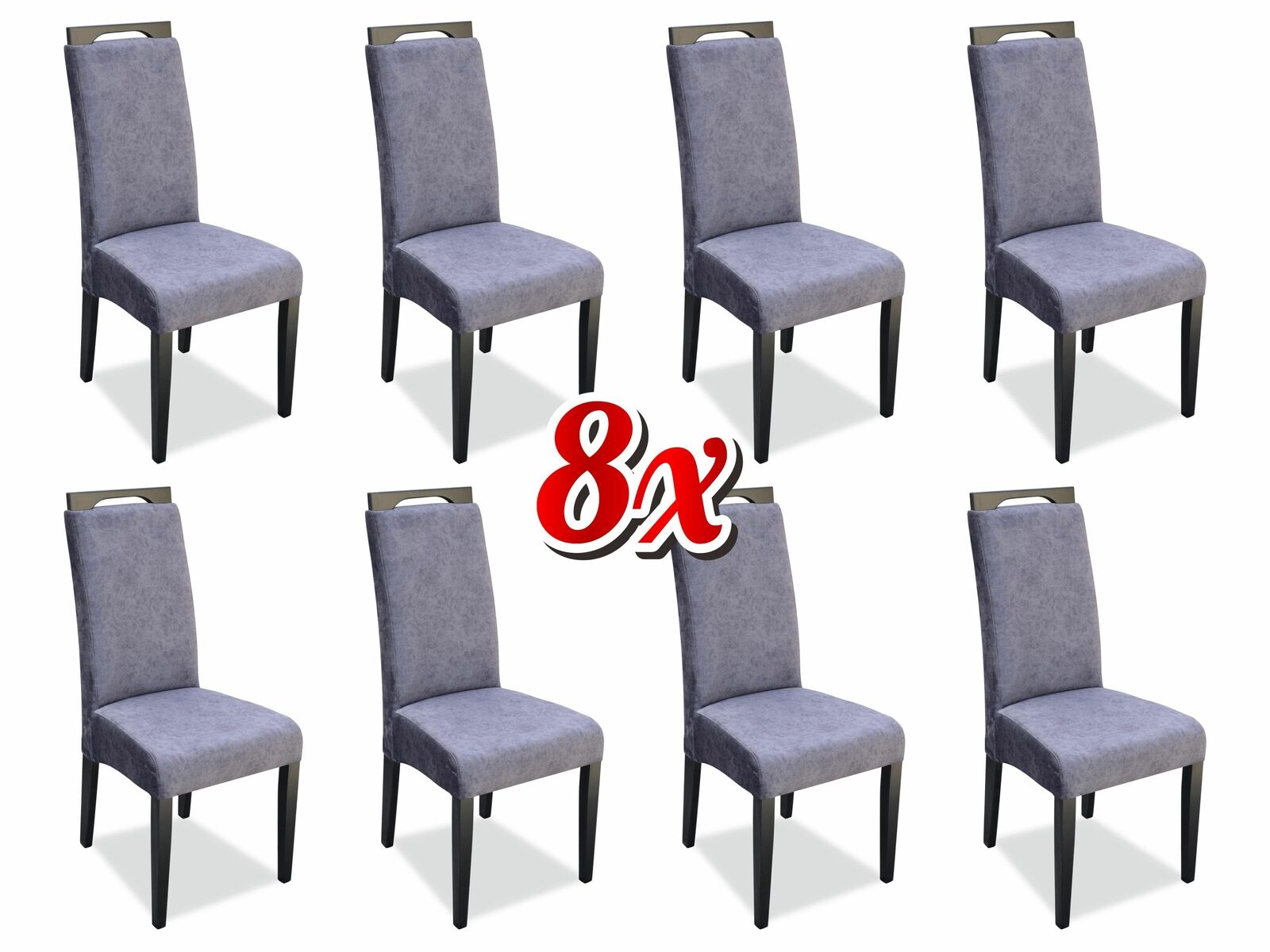 Esszimmer 8x Stühle Stuhl Set Sessel Küche Neu Design Polster Leder Textil Möbel