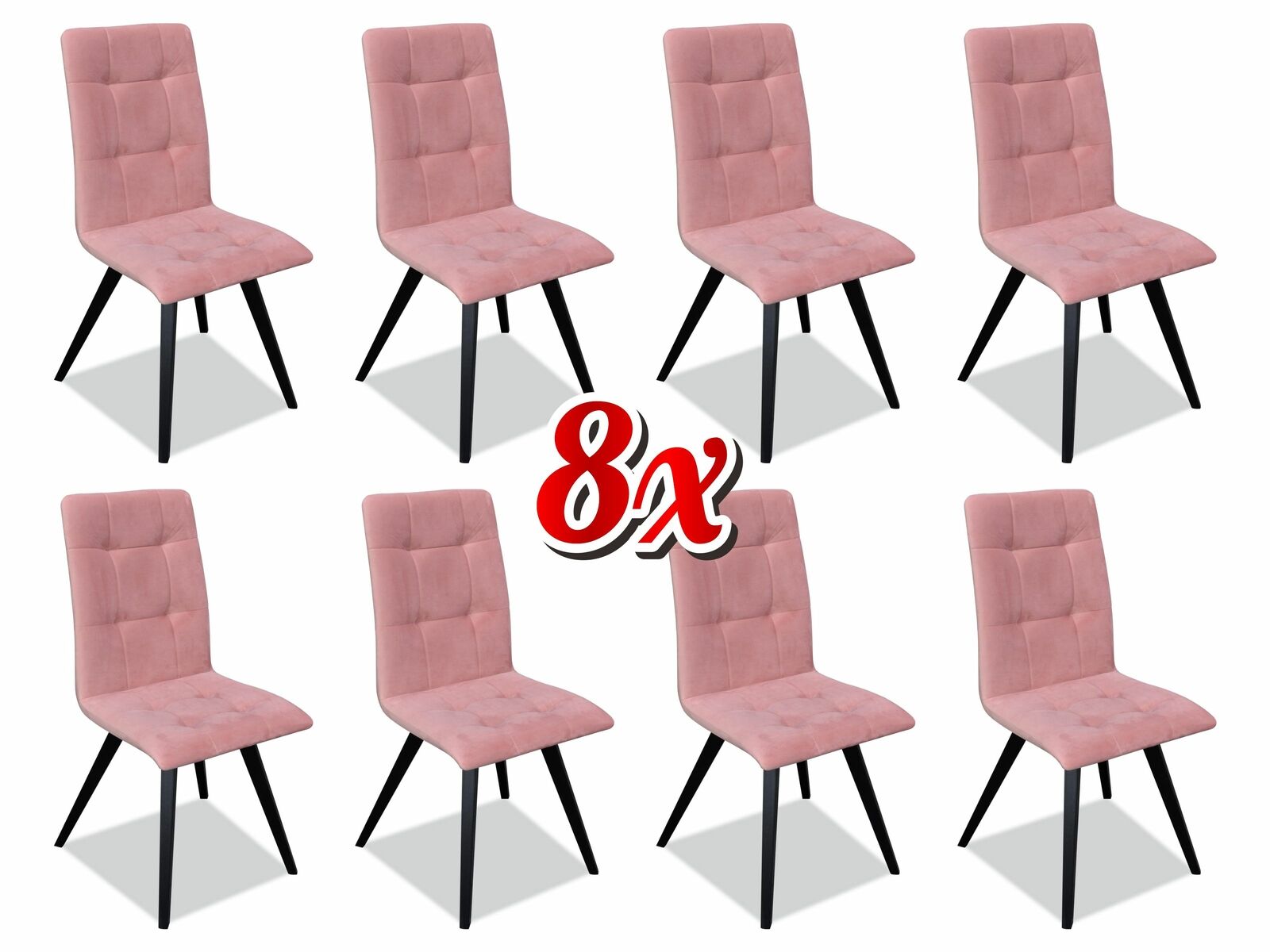 Stuhl 8x Esszimmer Polsterstuhl Fernseh Lounge Textil Sitz Sessel Set Neu Club