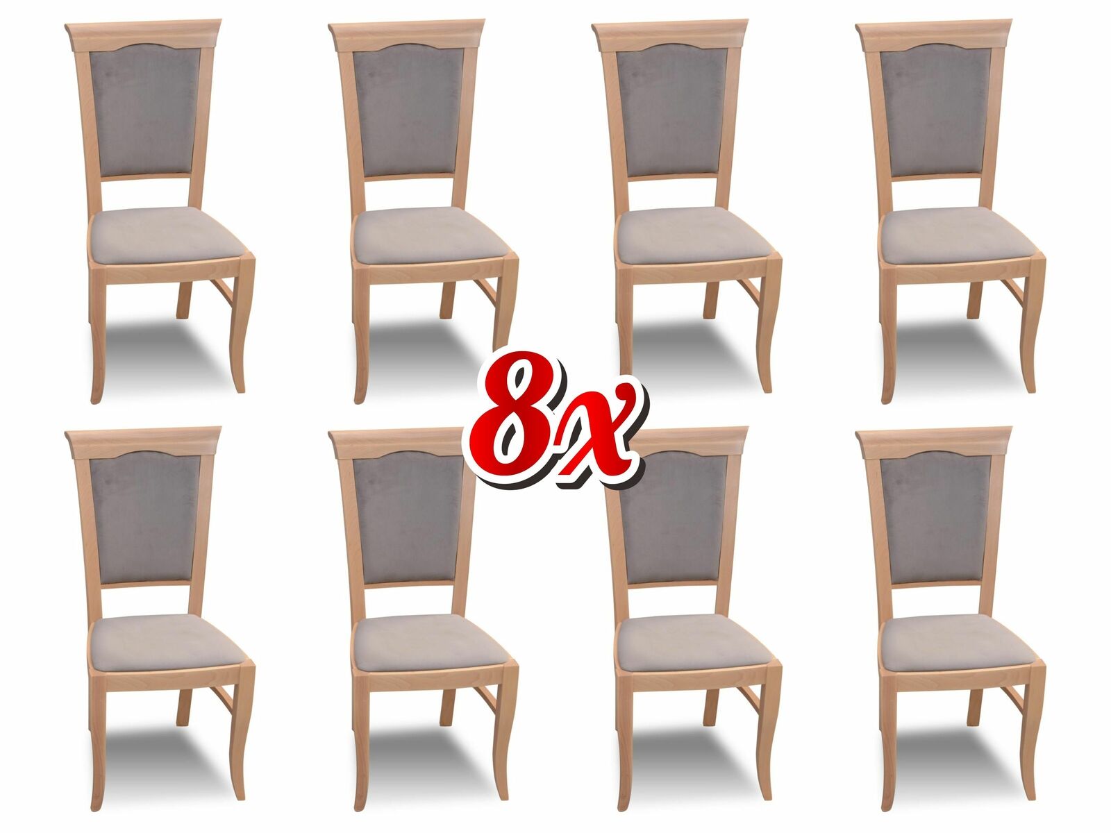 Garnitur Lehn Designer Gruppe Neu Ess 8x Stuhl Zimmer Stühle Polsterstuhl Sessel