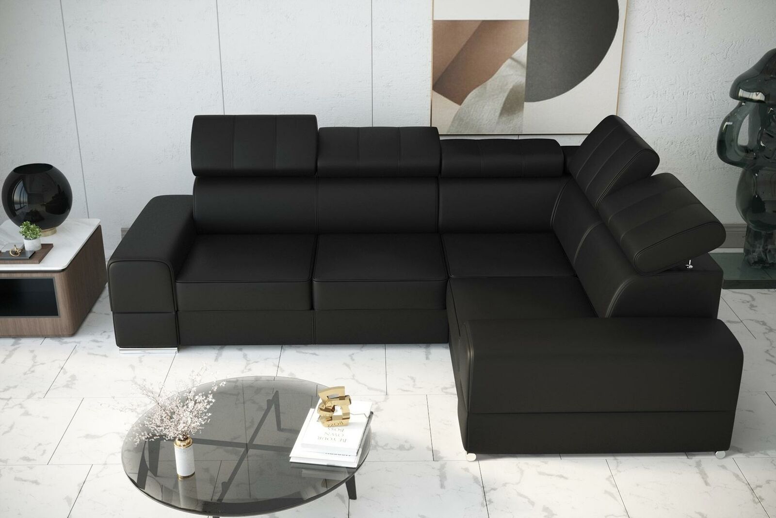 Ecksofa Couch Sofas Textil Bett Funktion Design L Form Modern Luxus Couchen Neu