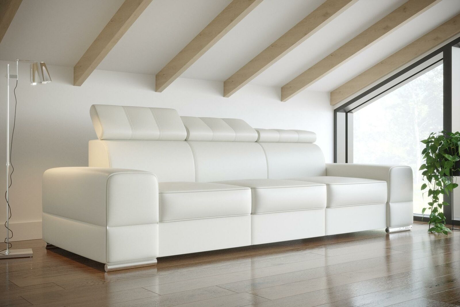 Design xxl Couchen Sofa 4 – Sitzer Couch Leder Polster Weiß Luxus Sofa Viersitz