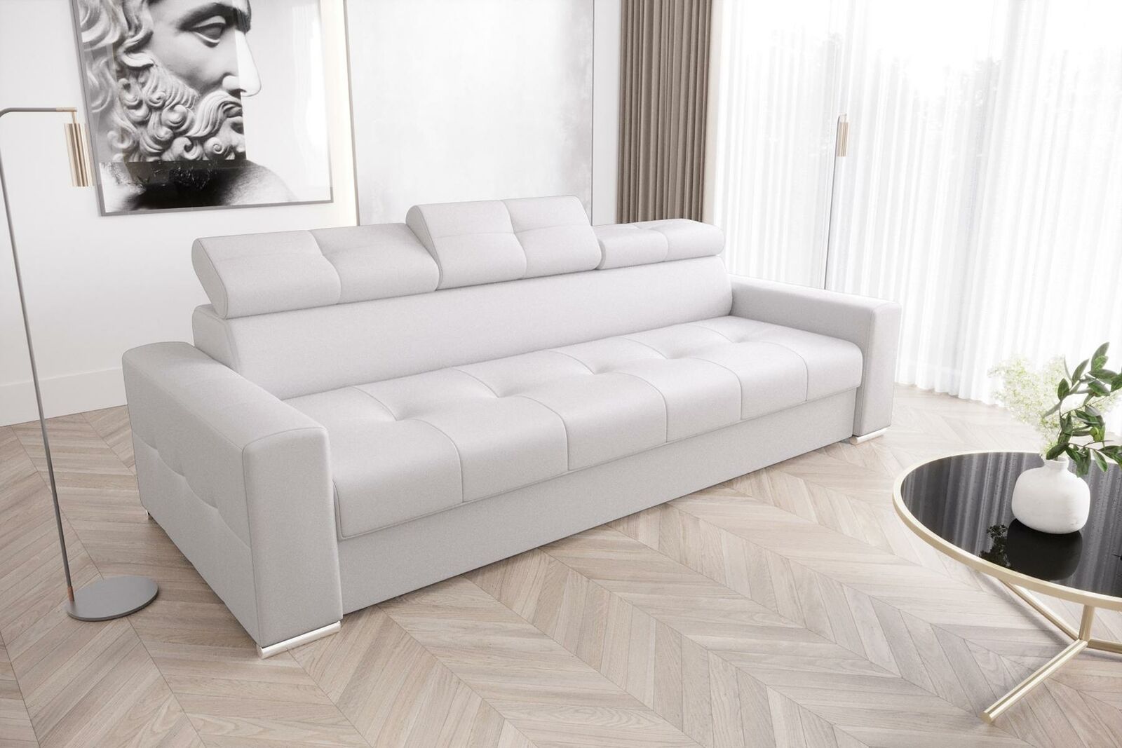 Moderne 3er Sitz Sofas Zimmer Möbel Weiß Polster Dreisitzer Couch Design Sofa