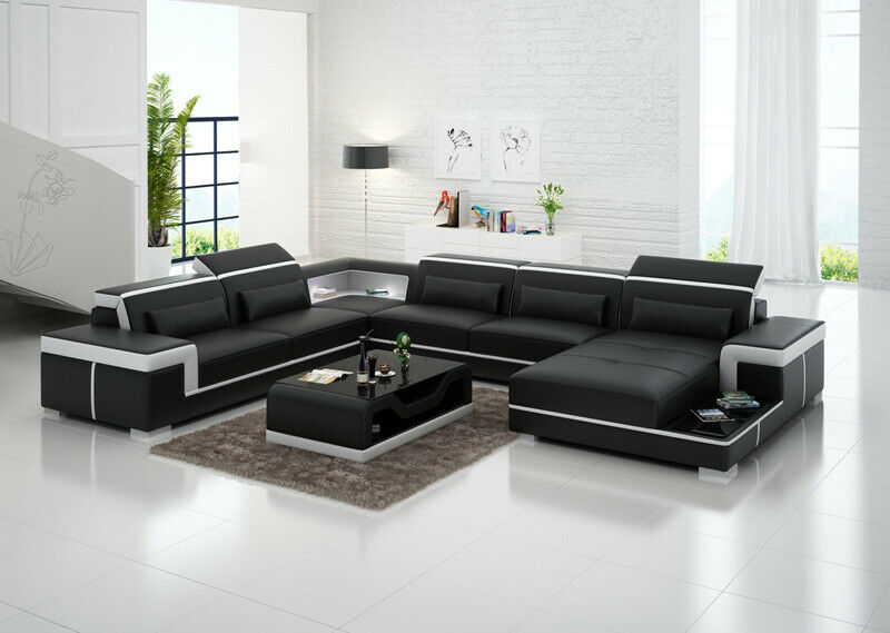 Ledersofa Couch Wohnlandschaft Ecksofa Garnitur Eck Design Modern Sofa Sofort