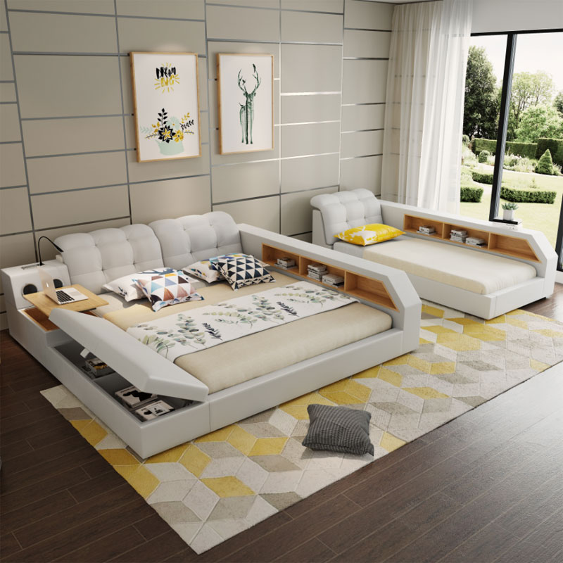 Design Leder Betten Hotel Doppel Ablage Regal 180×200 Multifunktions