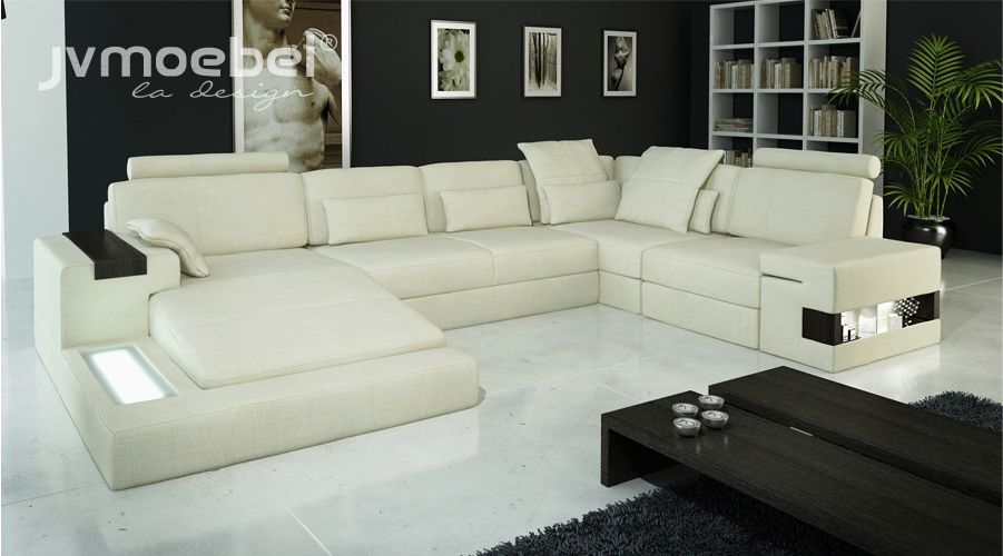 Ecksofa U-Form Couch Design Polster Textil Neu Wohnlandschaft Bettfunktion Stoff
