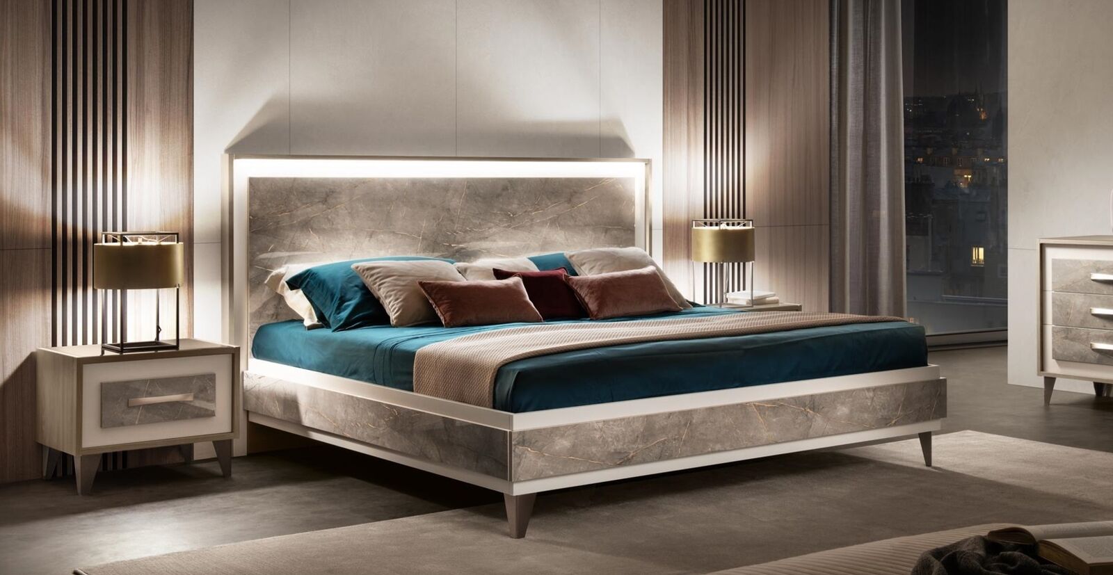 Bett 2x Nachttisch 3tlg Schlafzimmer Set Möbel Modern Luxus Betten arredoclassic