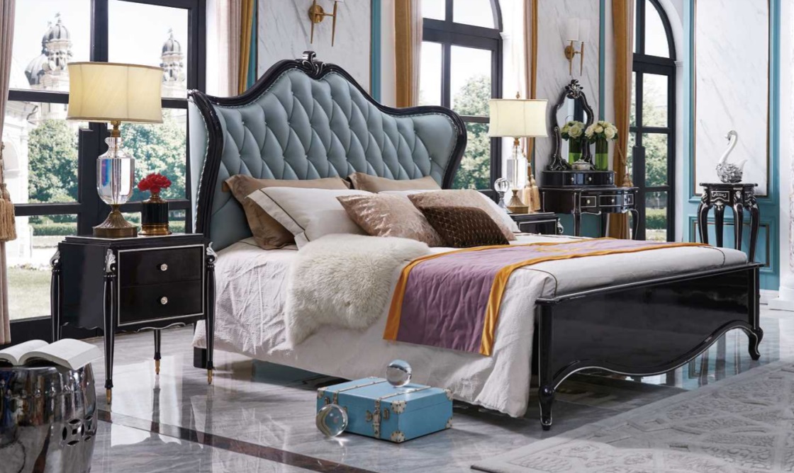 Klassisches Chesterfield Bett Luxus Möbel Barock Hotel Leder Schlafzimmer Betten