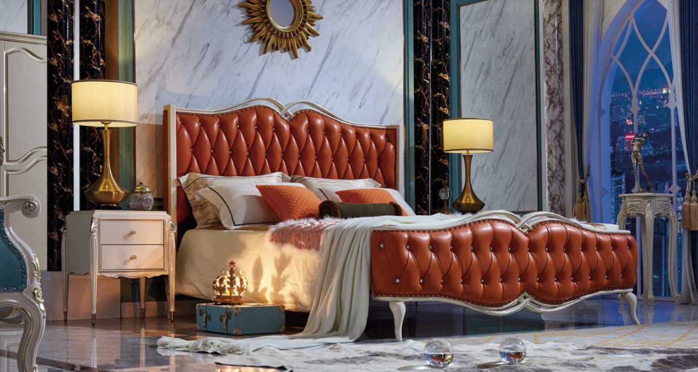 Klassisches Bett Luxus Chesterfield Möbel Barock Hotel Leder Schlafzimmer Betten