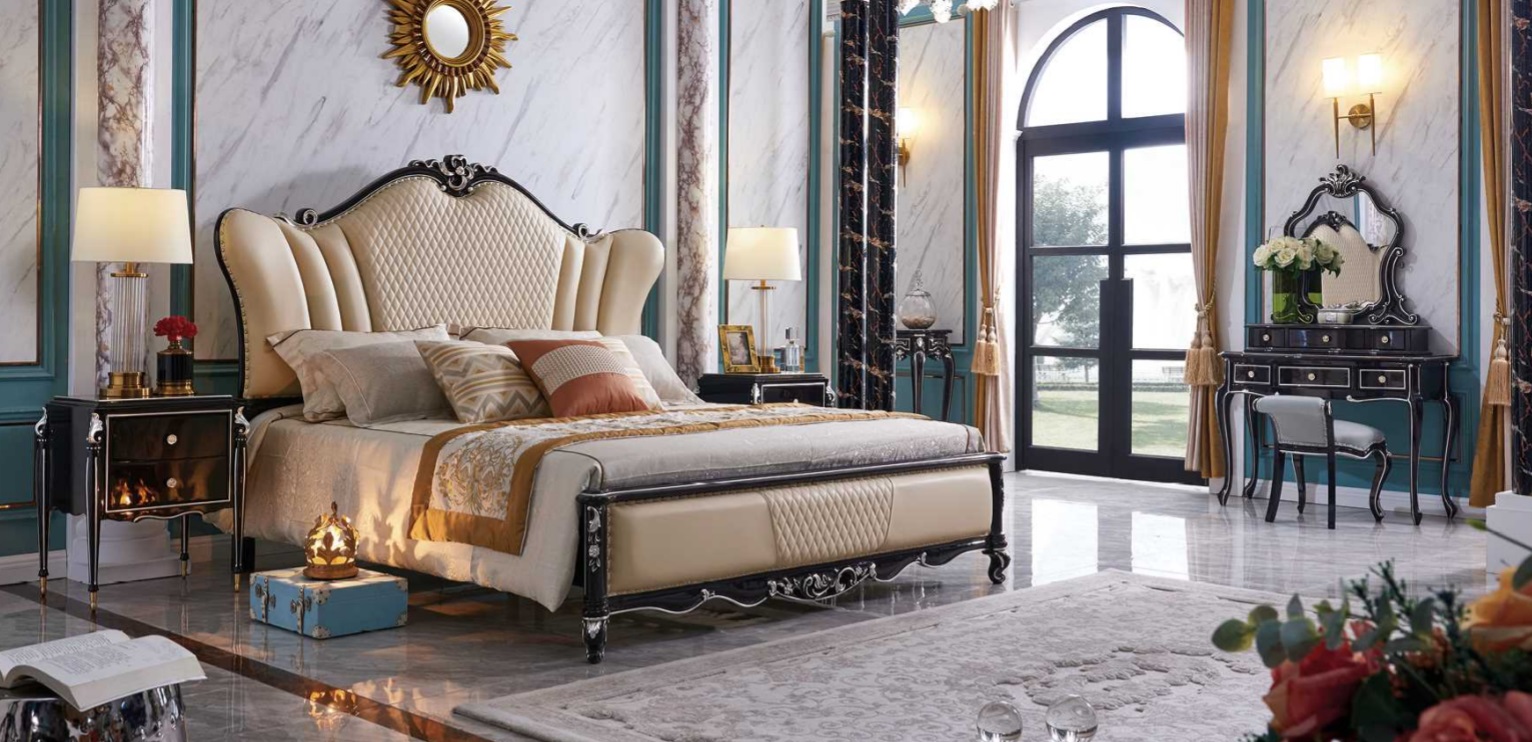 Klassisches Bett Luxus Chesterfield Leder Schlafzimmer Hotel Barock Möbel Betten