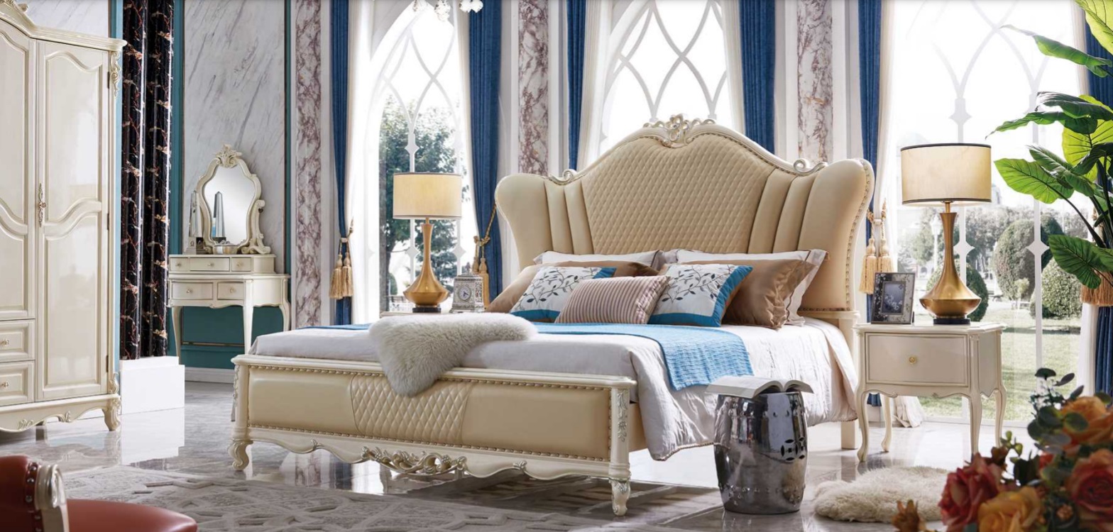 Klassisches Bett Luxus Betten Chesterfield Leder Schlafzimmer Hotel Barock Möbel
