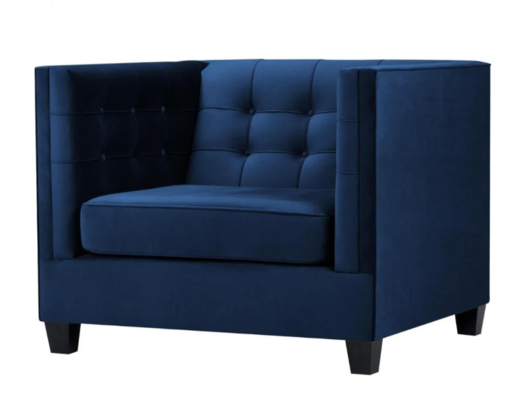 Blauer Chesterfield Sessel Wohnzimmer Textil Stoff Blau Kreative Möbel Modern