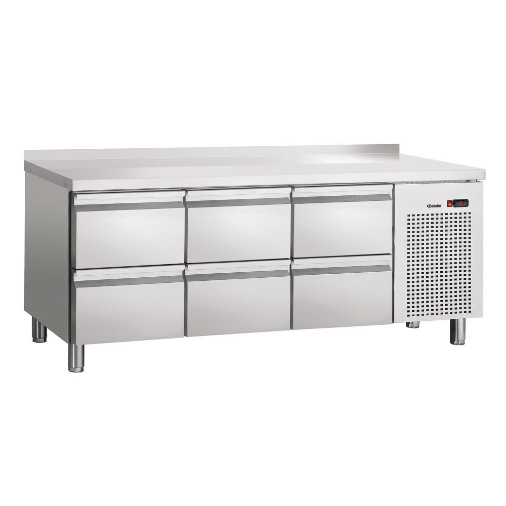 Kühltisch S6-150 MA Umluftkühltisch mit Aufkantung 50 mm Maße: B 1792 x T 700 x H 850 mm 6 Schubladen 1/1 GN