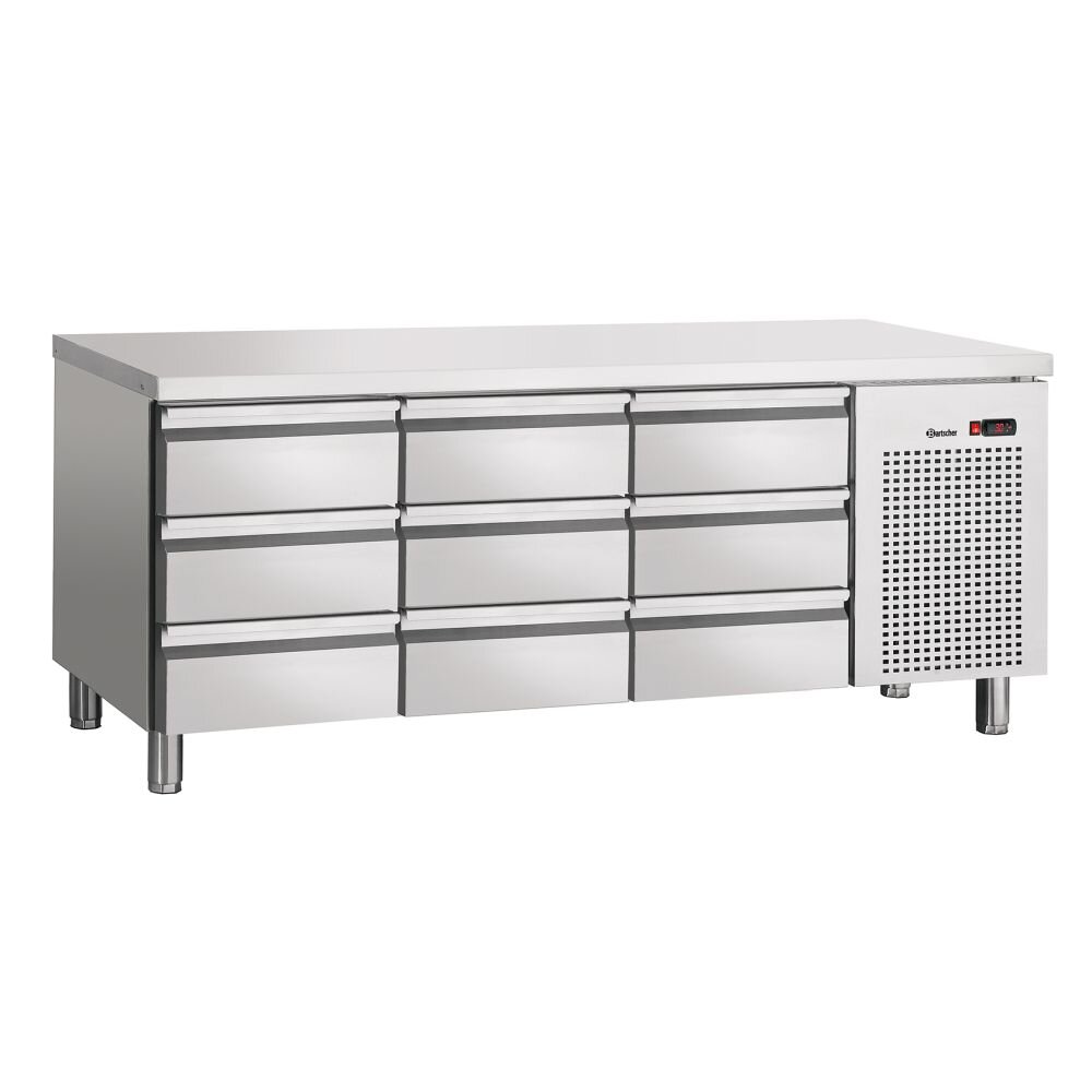 Kühltisch S9-100 Umluftkühltisch Maße: B 1792 x T 700 x H 850 mm 9 Schubladen 1/1 GN