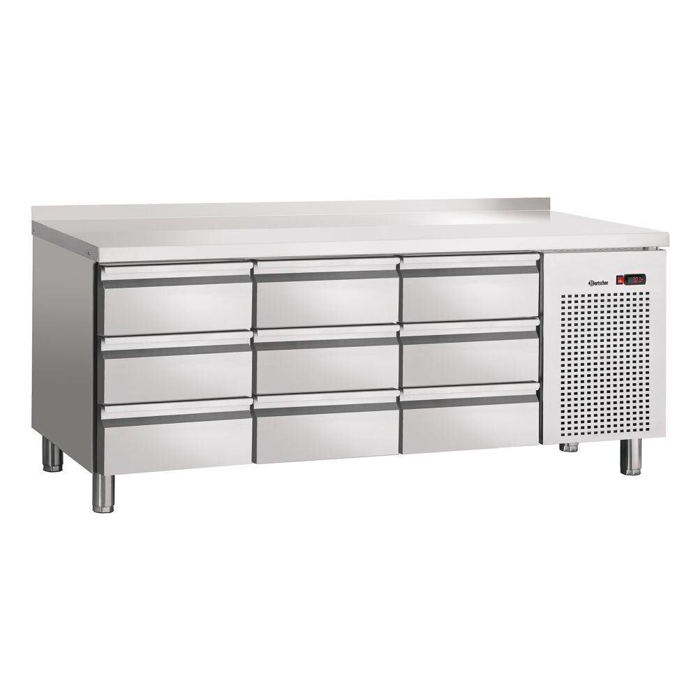 Kühltisch S9-100 MA Umluftkühltisch mit Aufkantung 50 mm Maße: B 1800 x T 700 x H 850 mm 9 Schubladen 1/1 GN