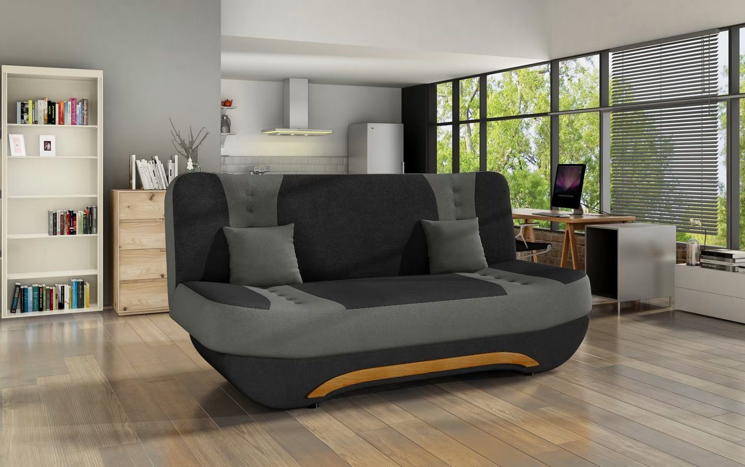 Dreifachsitz Textilsofa Couch Holz Couch Polster Sofa 3 Sitzer Textil Couchen Neu Sofort