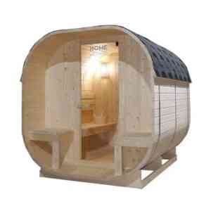 HOME DELUXE Sauna Outdoor Sauna CUBE - Größenauswahl, BxTxH: 220 x 194 x 185 cm, 38,00 mm, (inkl. 8 kW Saunaofen & Saunazubehör) Saunahaus aus Fichtenholz I Gartensauna