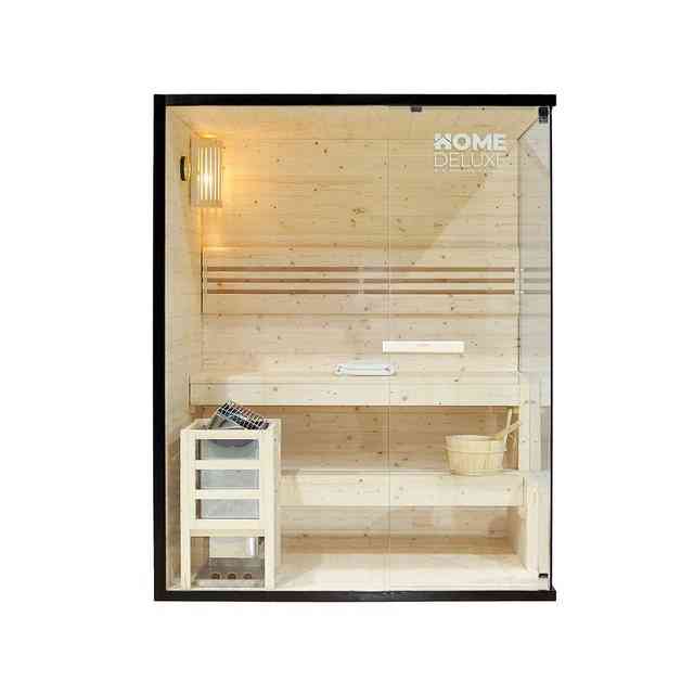 HOME DELUXE Sauna SHADOW – L, BxTxH: 150,00 x 120,00 x 190,00 cm, für bis zu 3 Personen, inkl. 4,5 kW Saunaofen, hochwertige Fichte