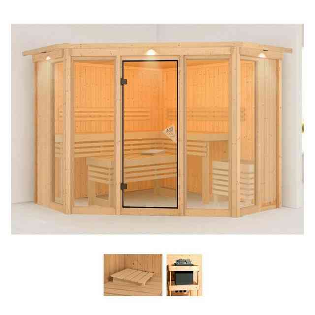 Karibu Sauna Astrid 2, BxTxH: 245 x 245 x 202 cm, 68 mm, (Set) ohne Ofen