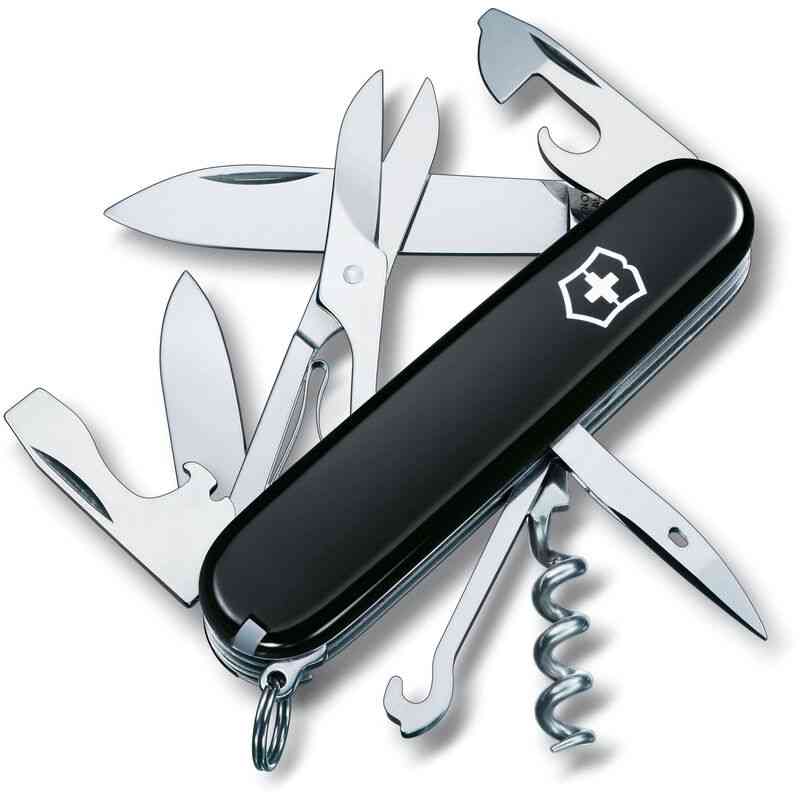 Victorinox – Schweizer Taschenmesser Climber, 14 Funktionen, inklusive Schere und Mehrzweckhaken, 82 gr, Farbe schwarz