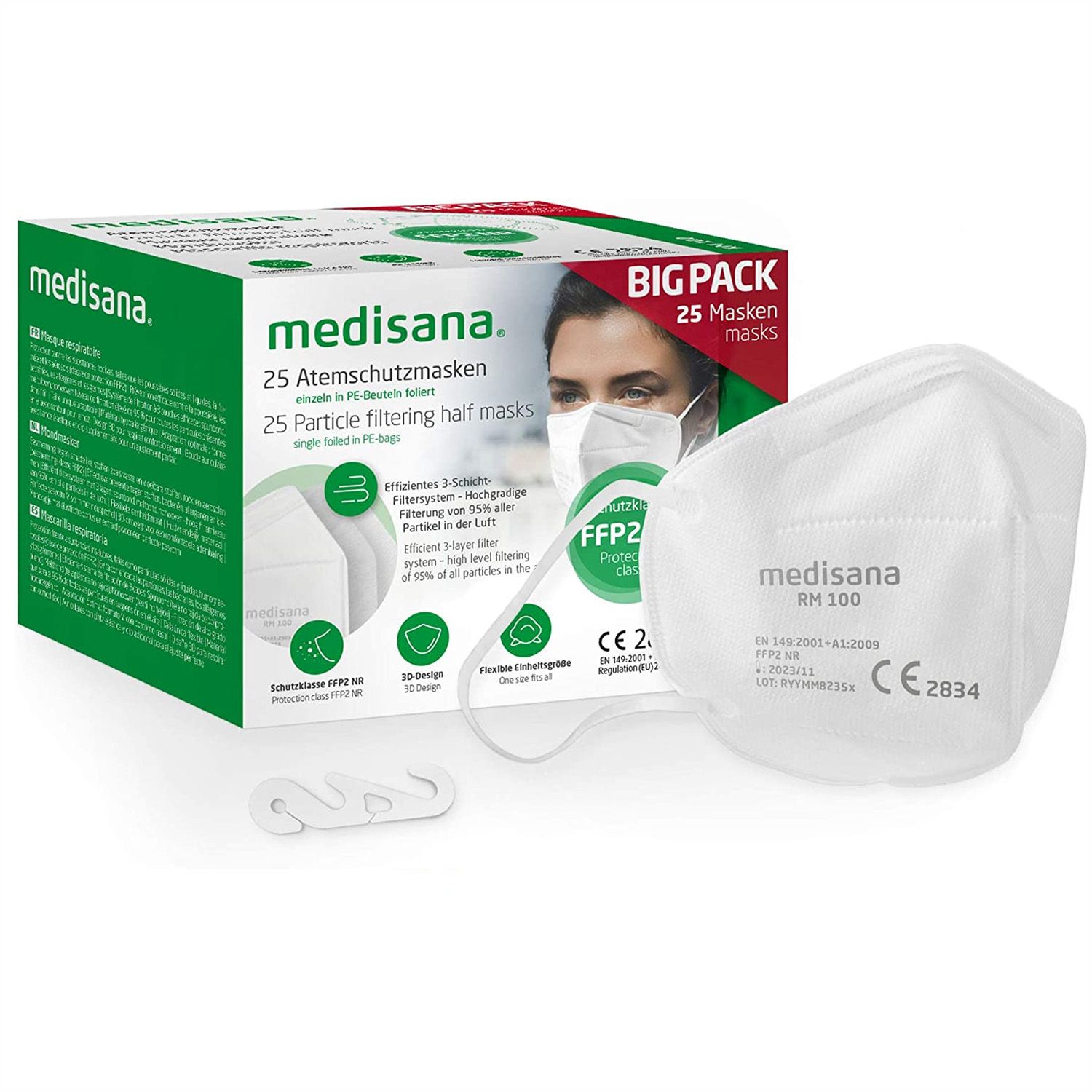 medisana RM 100 Ffp2 Maske – 25 Stück Atemschutzmaske Atemmaske Gesichtsmaske