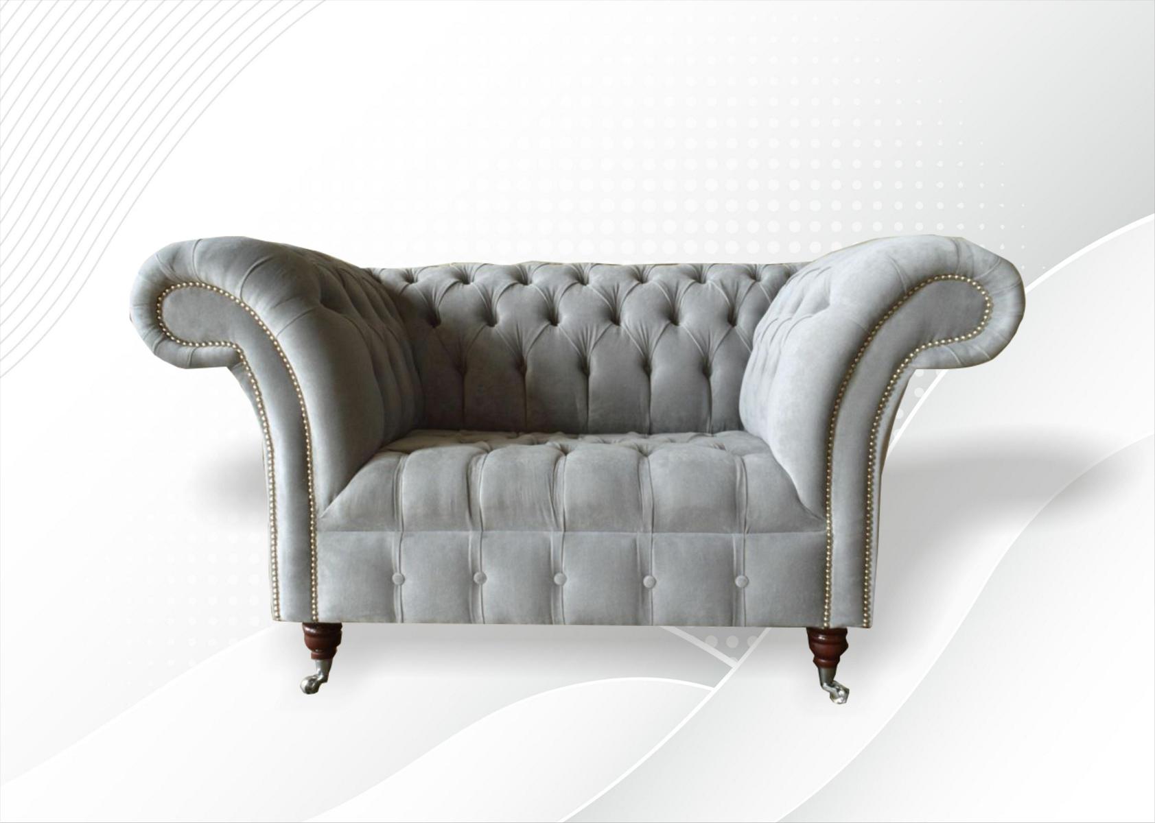 Chesterfield Sessel Couch Polster Sofa Textil Couchen 1,5 Sitzer Einsitzer