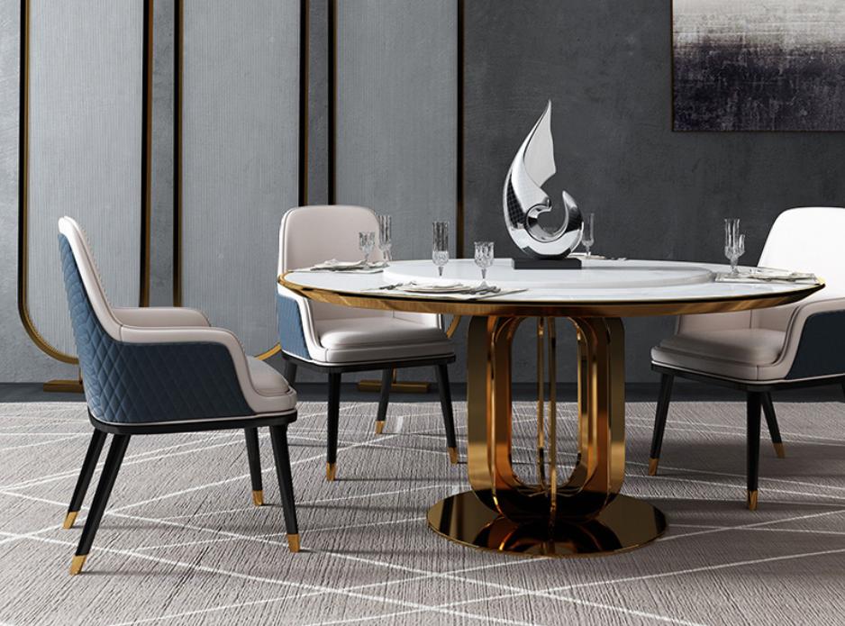 Luxus Runder Tisch Runde Design Tische Edelstahl Möbel Esszimmer Esstische Neu