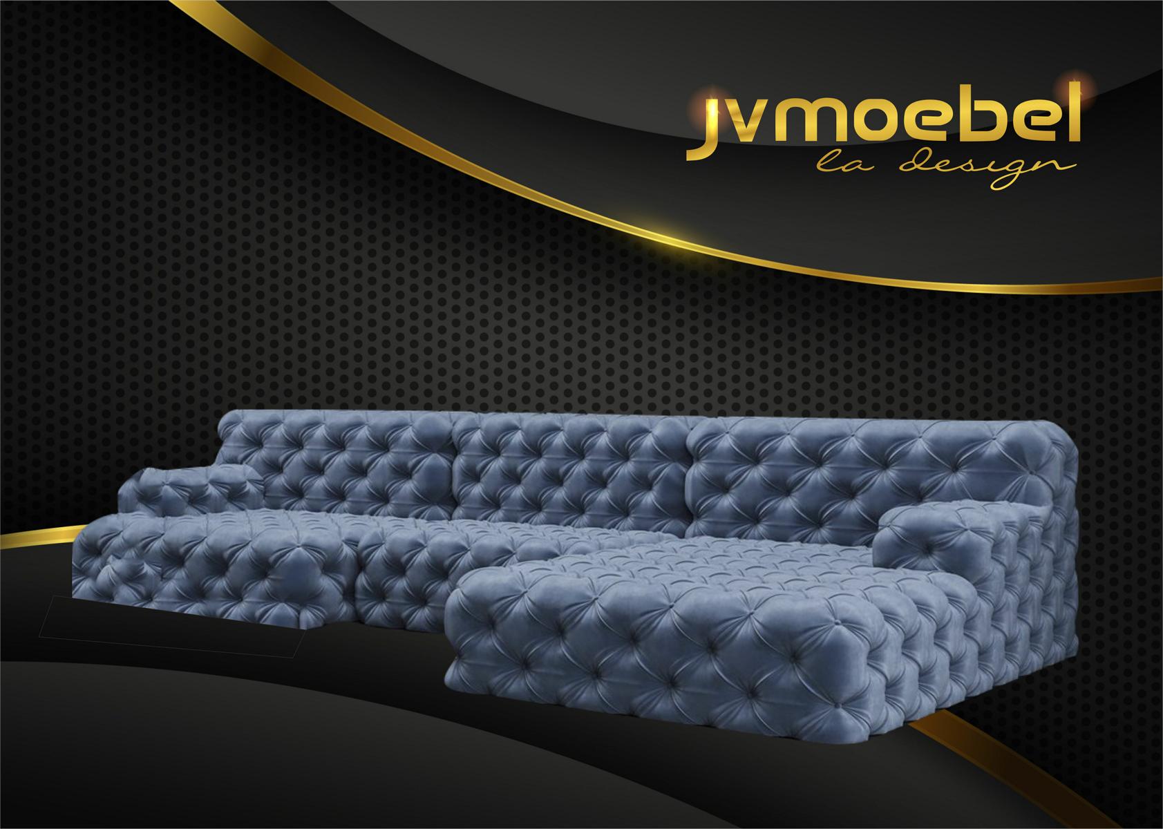 Chesterfield L-Form Ecksofa Couch Design Polster Textil Garnitur Sofa Ecke Neu