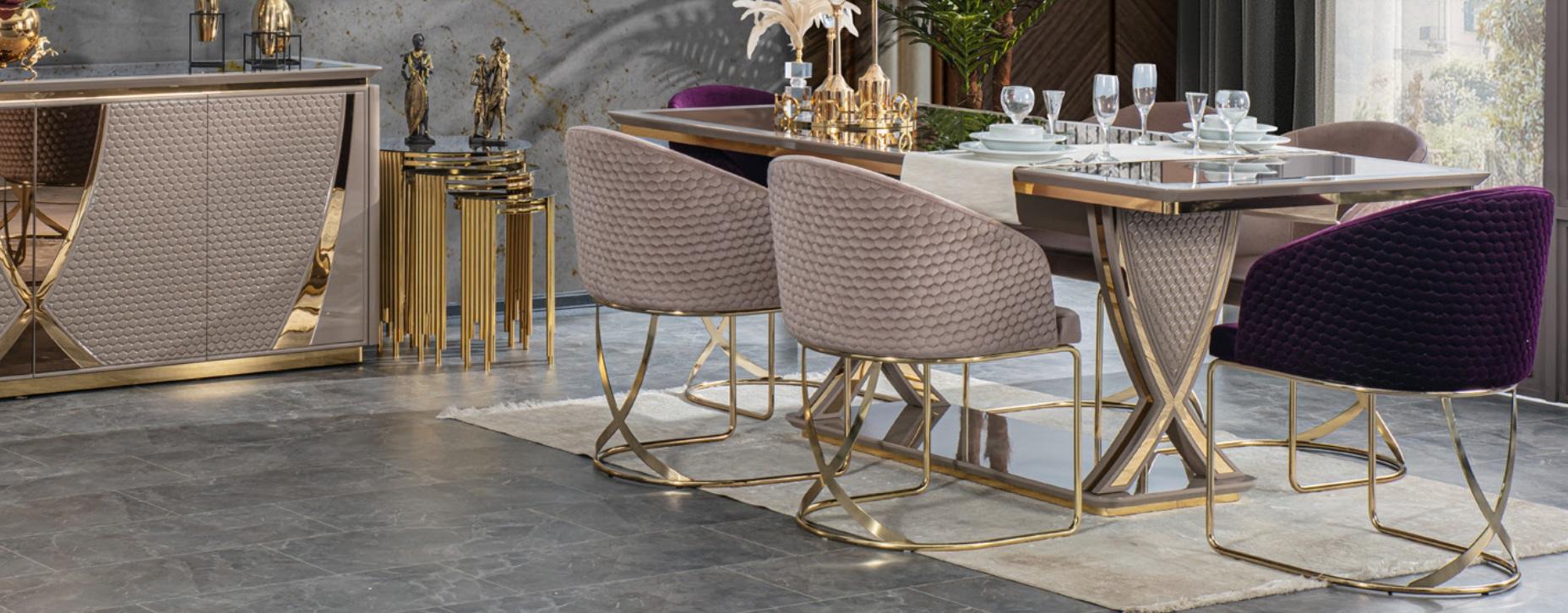 Tisch italienischer Stil Esszimmer Königlicher Esstisch Klassischer Tische Neu