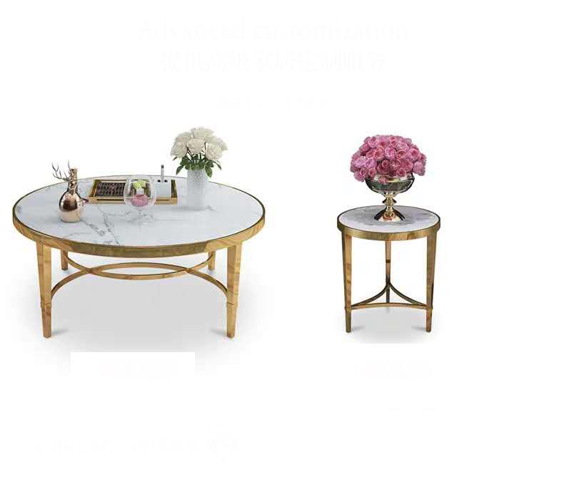 Designer Couch Tisch Marmor Sofa Beistell Tische Metall Italienische Rund Sofort