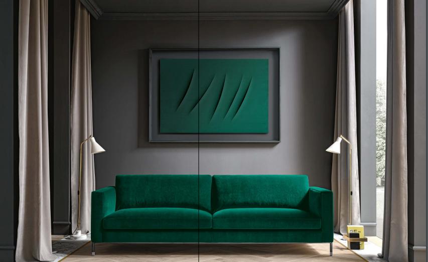 Wohnzimmer Grün Dreisitzer Stoff Design Couchen Polster Sofa Sofas Grüne Möbel