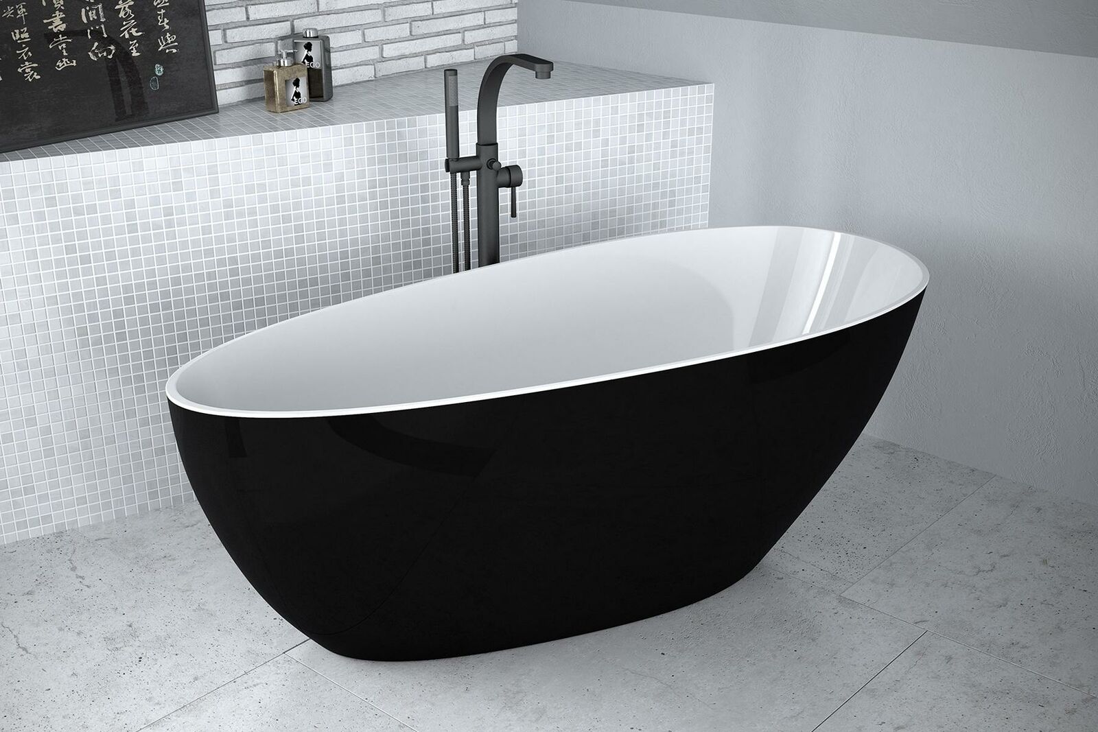 Moderne Wanne Exclusive Freistehende Design Badewanne Bad Frei stehend Schwarz