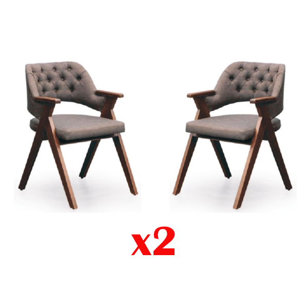 Design Sessel Polster Set 2x Stuhl Holz Gastro Esszimmer Chesterfield