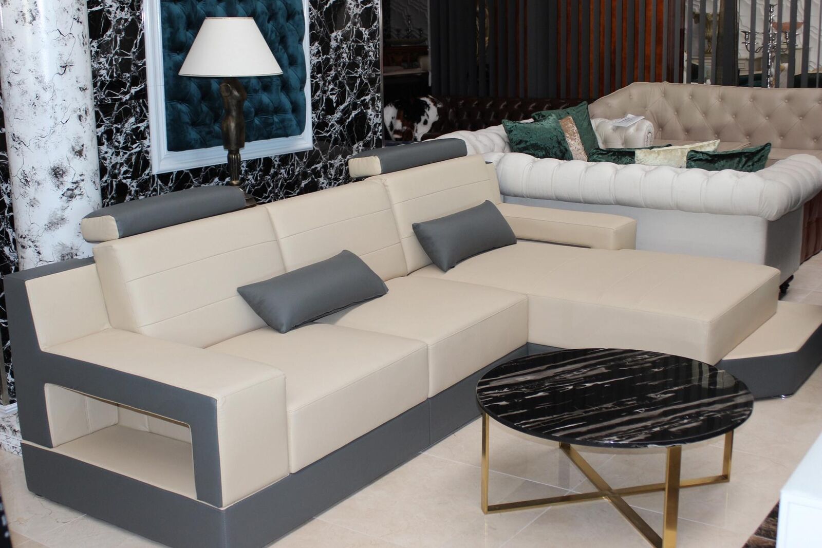Sofa L-Form Ledersofa Couch Wohnlandschaft Design Couchen Sofas Sofort